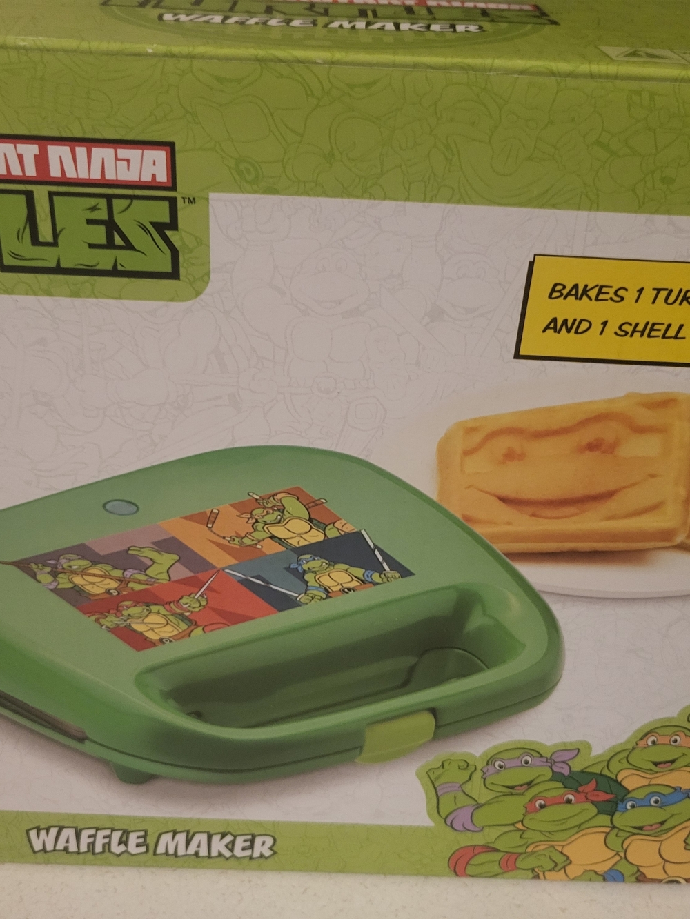 Nickelodeon Teenage Mutant Ninja Turtles Lime Green Waffle Maker Box